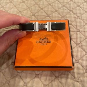 Men’s Hermes Clic HH Bracelet - Black Size T6 Medium/Large